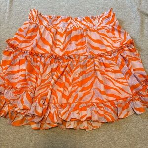 Adrienne Orange and White Zebra Mini Skirt
